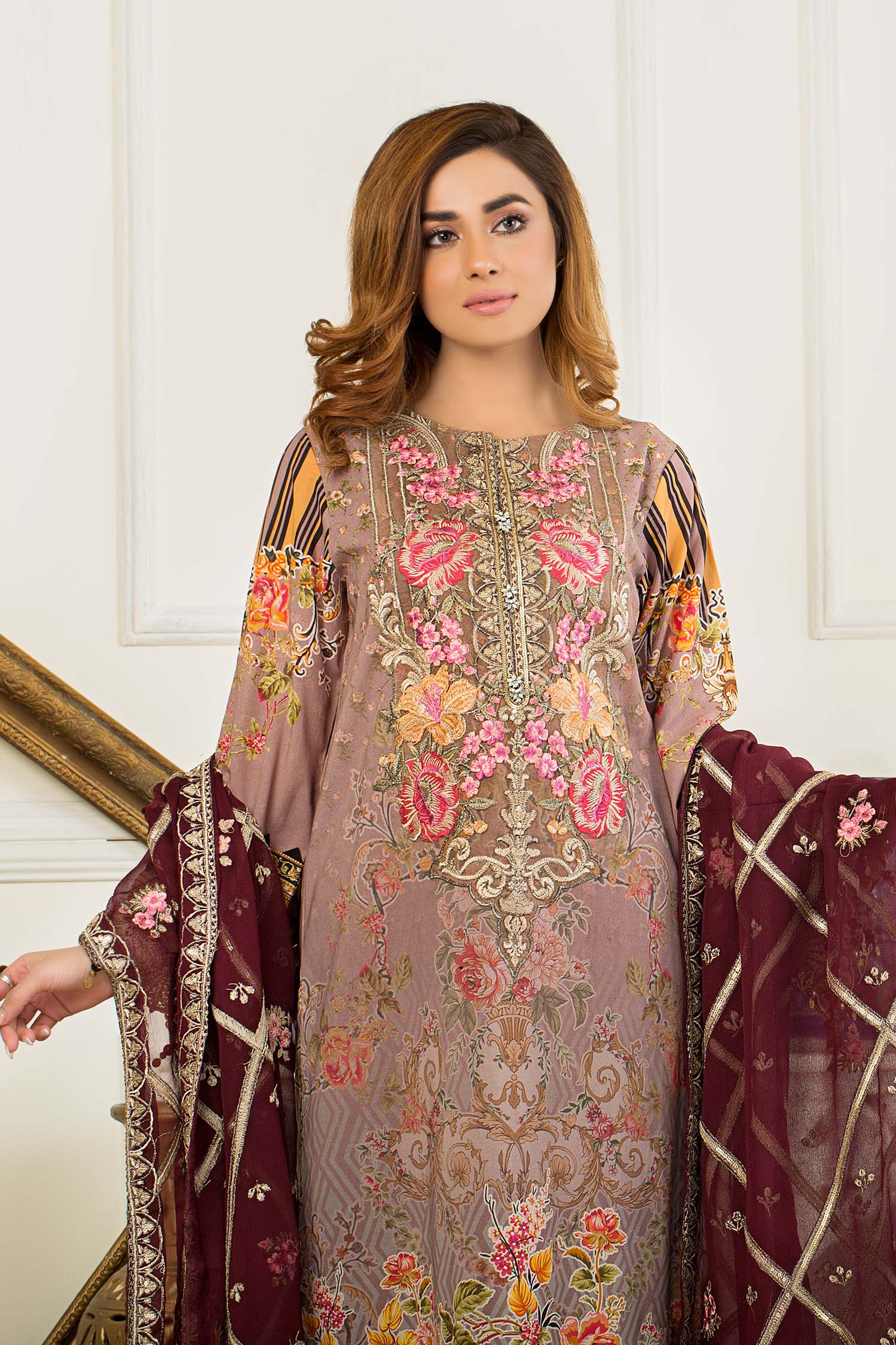 Acadia - Printed & Embroidered Swiss Lawn Stitched - Image 3