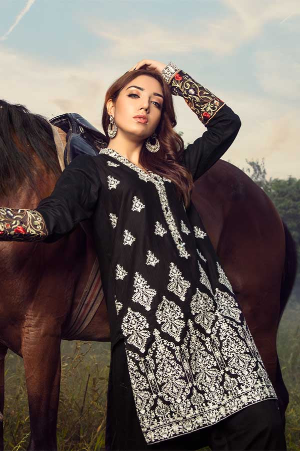 Achromatic Black - Stitched Kurti