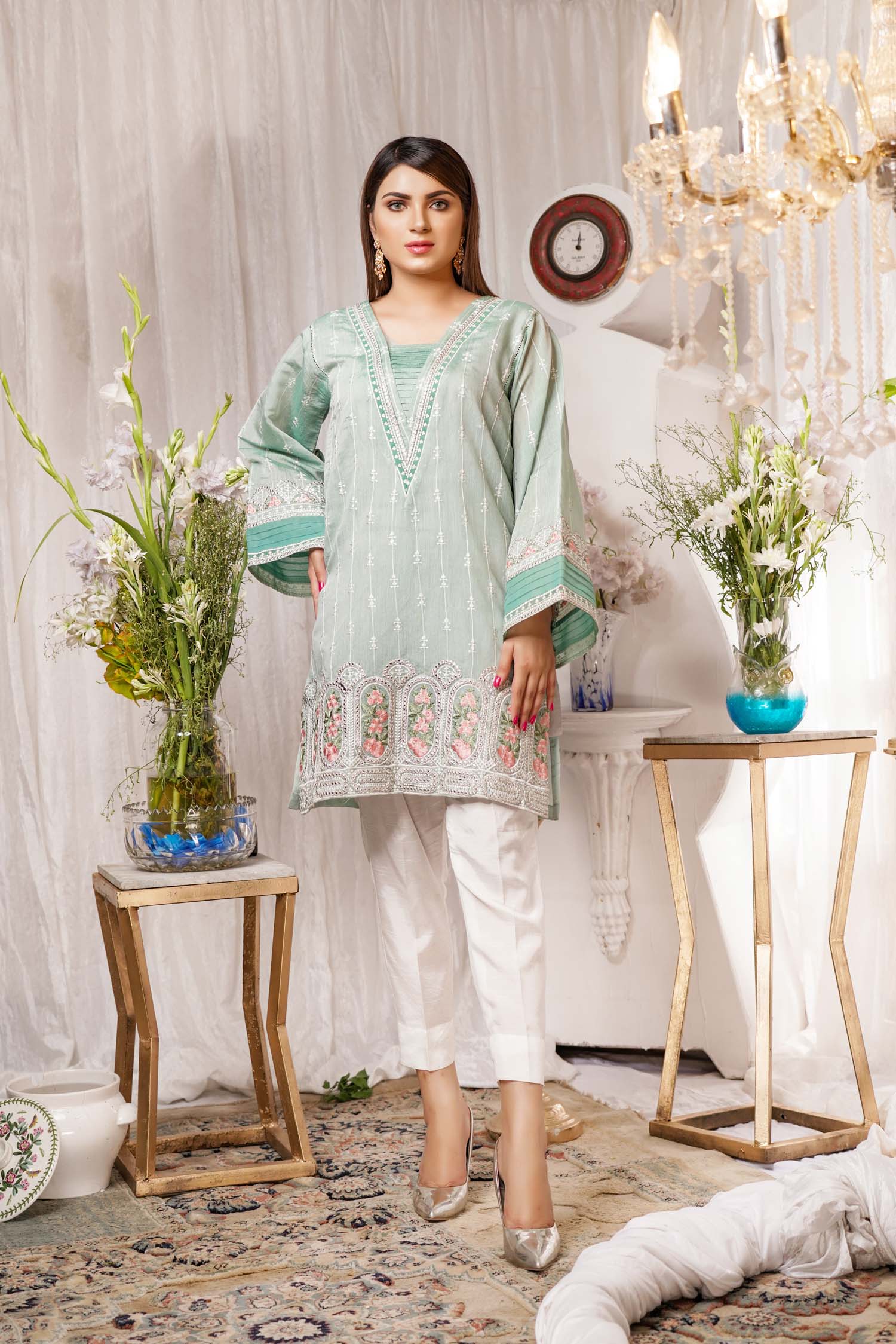 Affable - Embroidered Paper Silk Stitch Kurti - Image 3