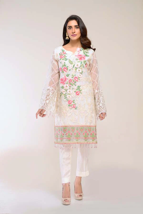 ALMOND – EMBROIDERED ORGANZA 2 PIECE (UNSTITCH)