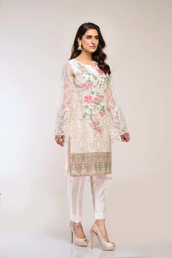 ALMOND – EMBROIDERED ORGANZA 2 PIECE (UNSTITCH) - Image 2