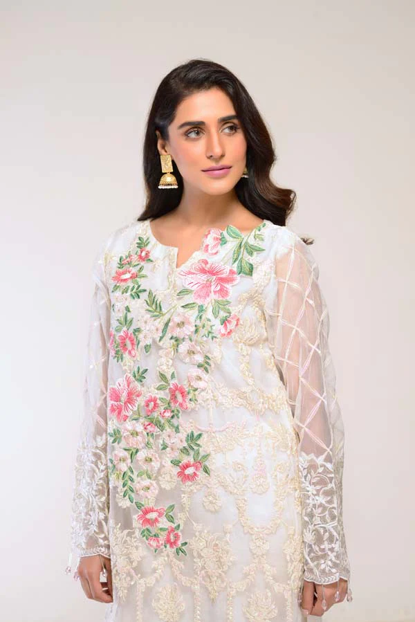 ALMOND – EMBROIDERED ORGANZA 2 PIECE (UNSTITCH) - Image 4