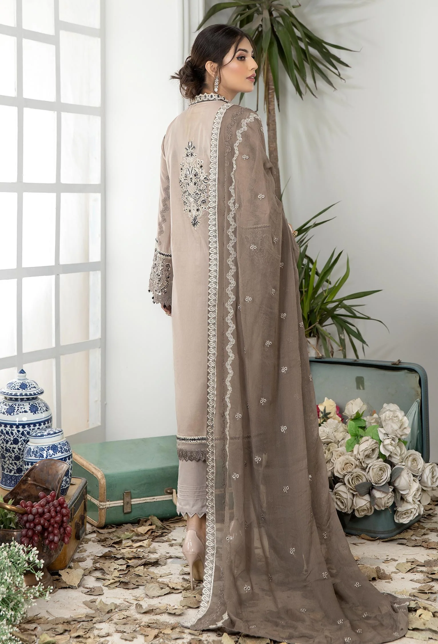 Almond Frost - Embroidered Unstitched Lawn - Image 2