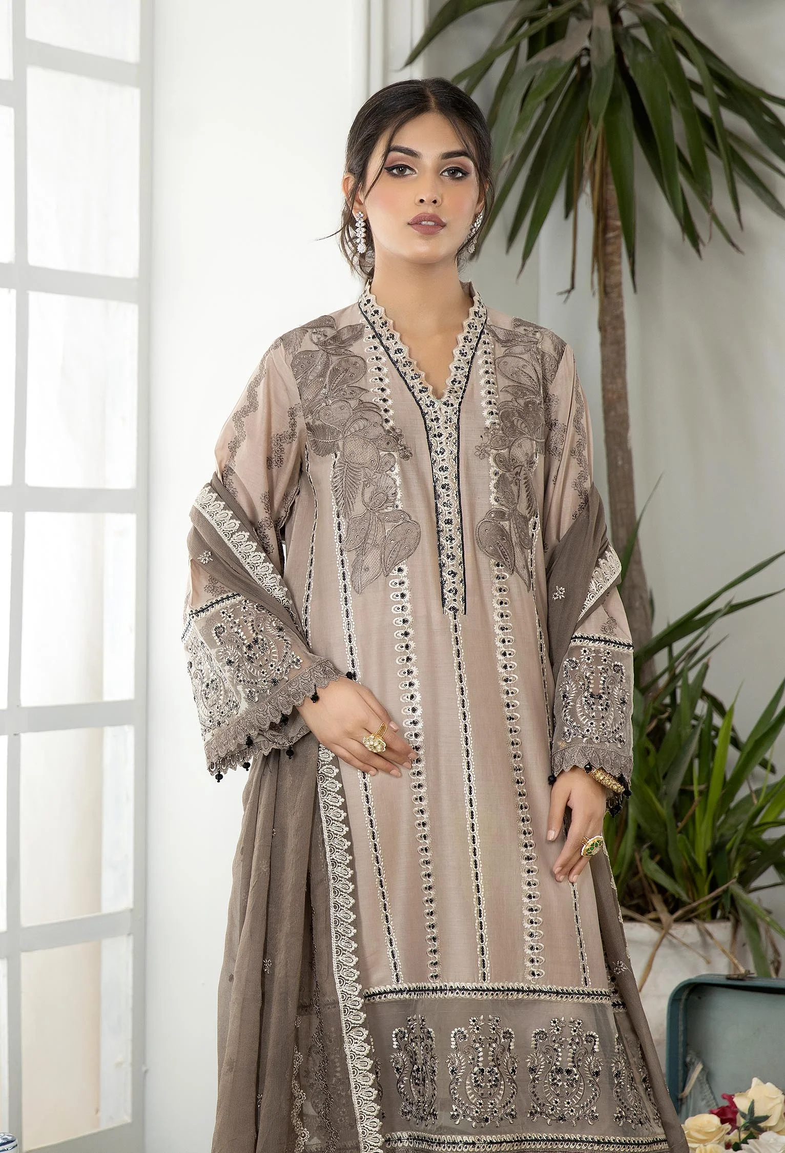 Almond Frost - Embroidered Unstitched Lawn - Image 3