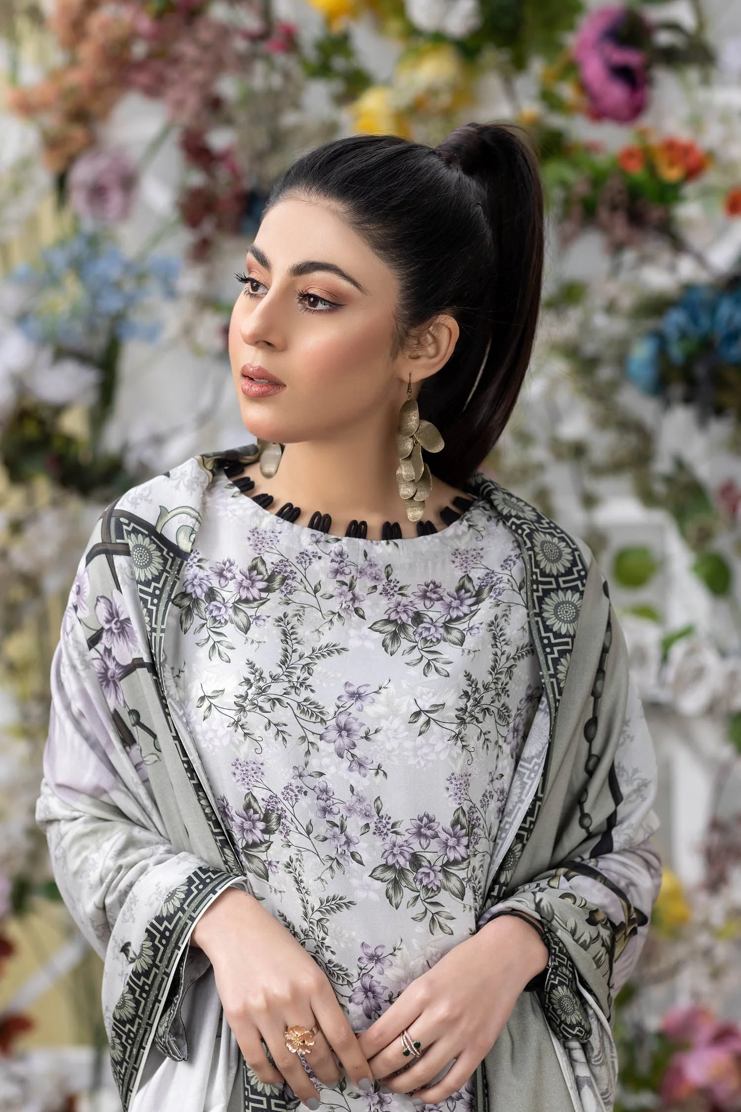 Almond - Stitched Digital Printed Linen 3PC - Image 3