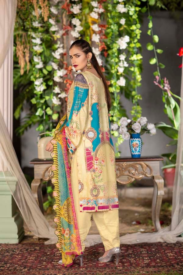Alyssa  - Digital Printed & Embroidered Linen 3PC - Image 2