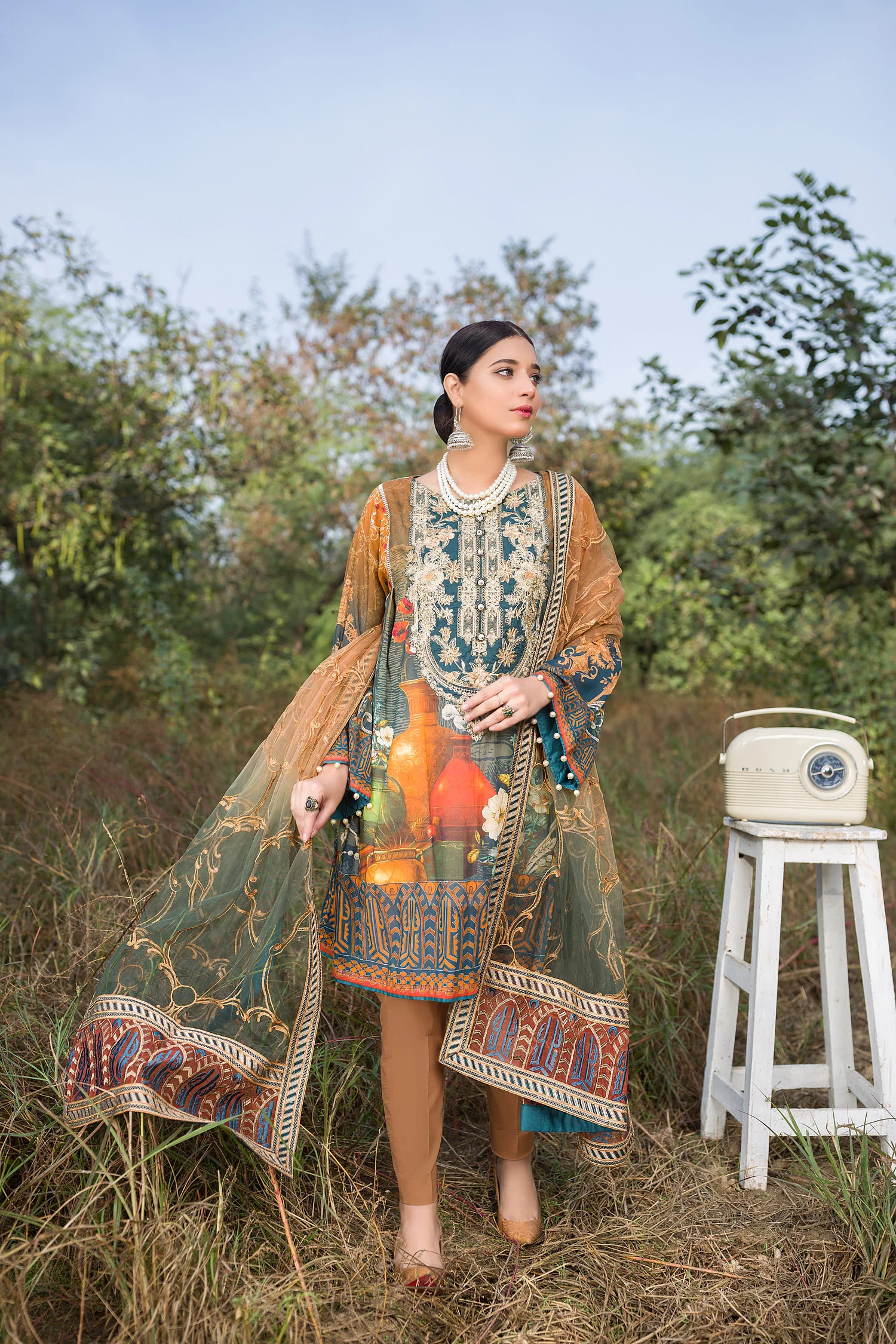 Amber Burnt - Digital Embroidered Swiss Voil 3PC