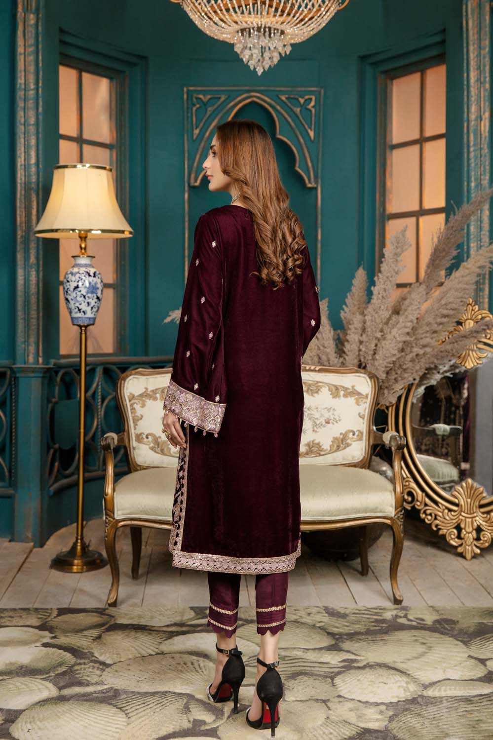 Anemone - Stitched Embroidered Velvet 2PC - Image 2