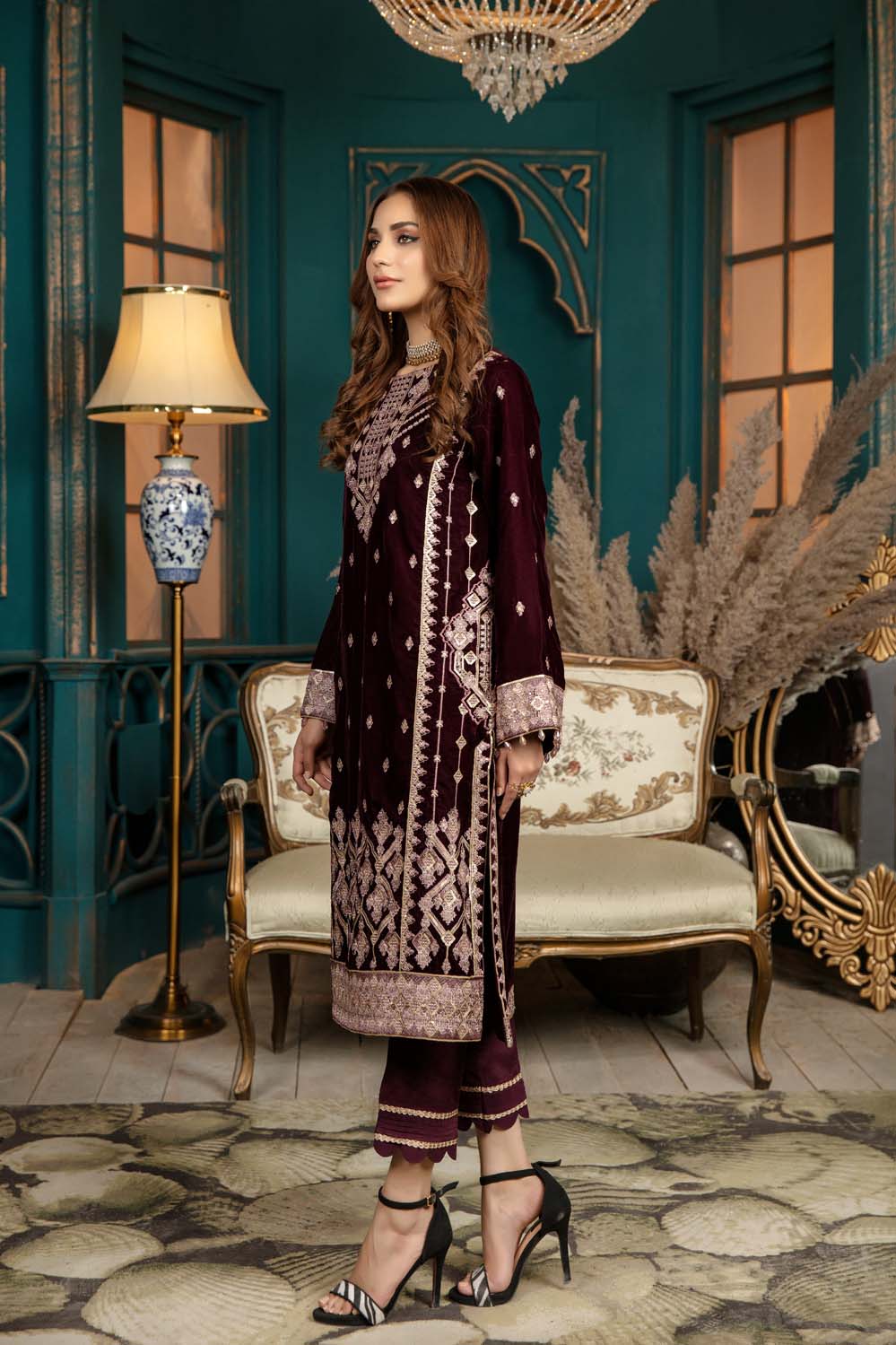 Anemone - Stitched Embroidered Velvet 2PC - Image 4