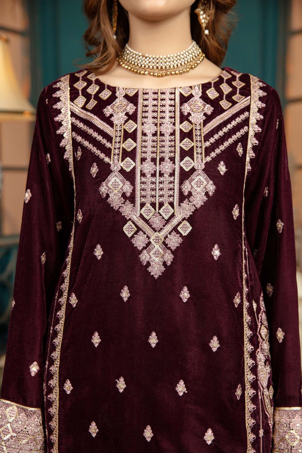 Anemone - Stitched Embroidered Velvet 2PC - Image 5