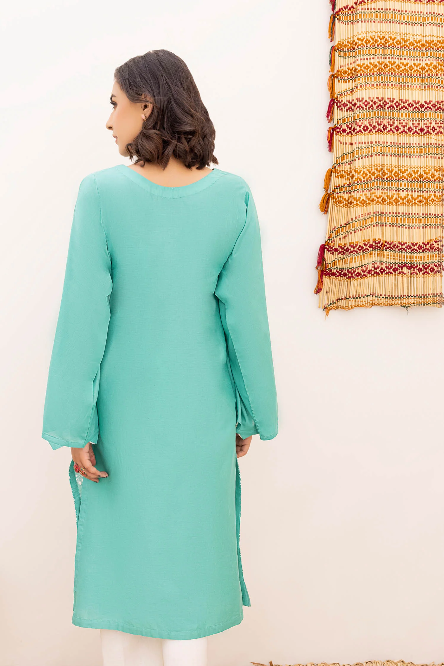 Aqua Aster - Embroidered Schiflli Lawn Stitched - Image 2