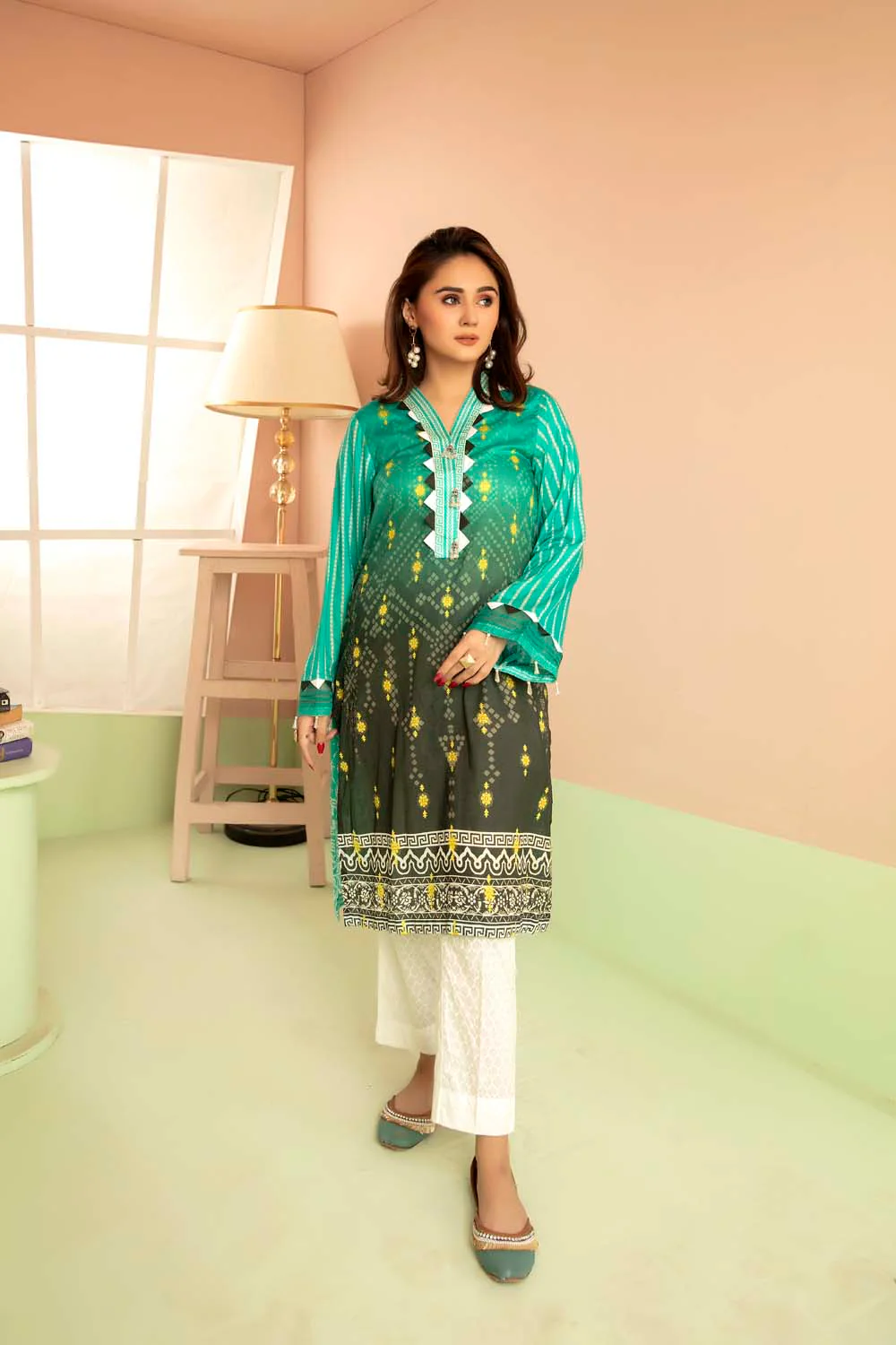 Aqua Deep - Printed Stitch Kurti