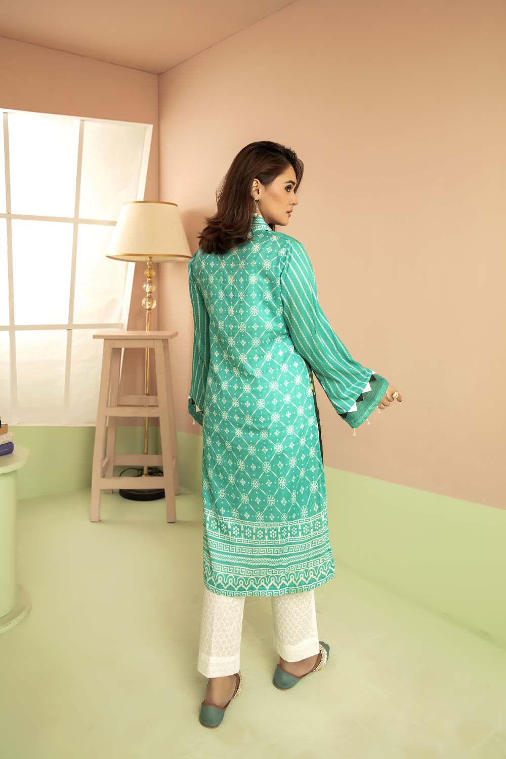 Aqua Deep - Printed Stitch Kurti - Image 3