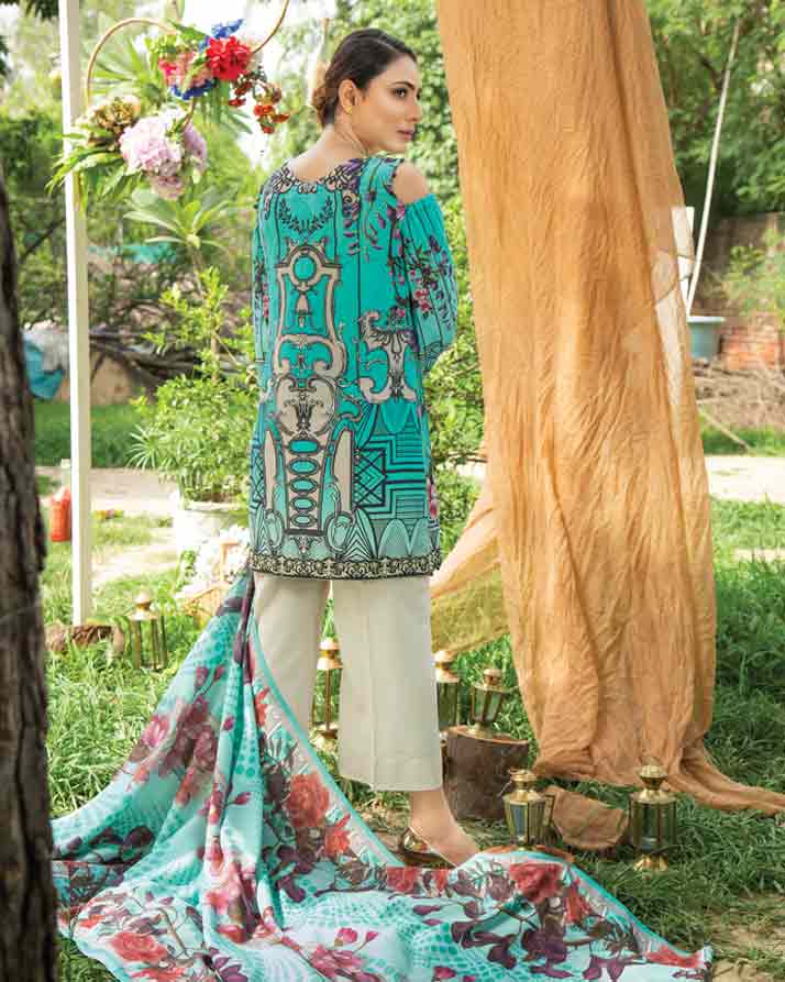 AQUA- DIGITAL PRINTED & EMBROIDERED KHADDAR - Image 3
