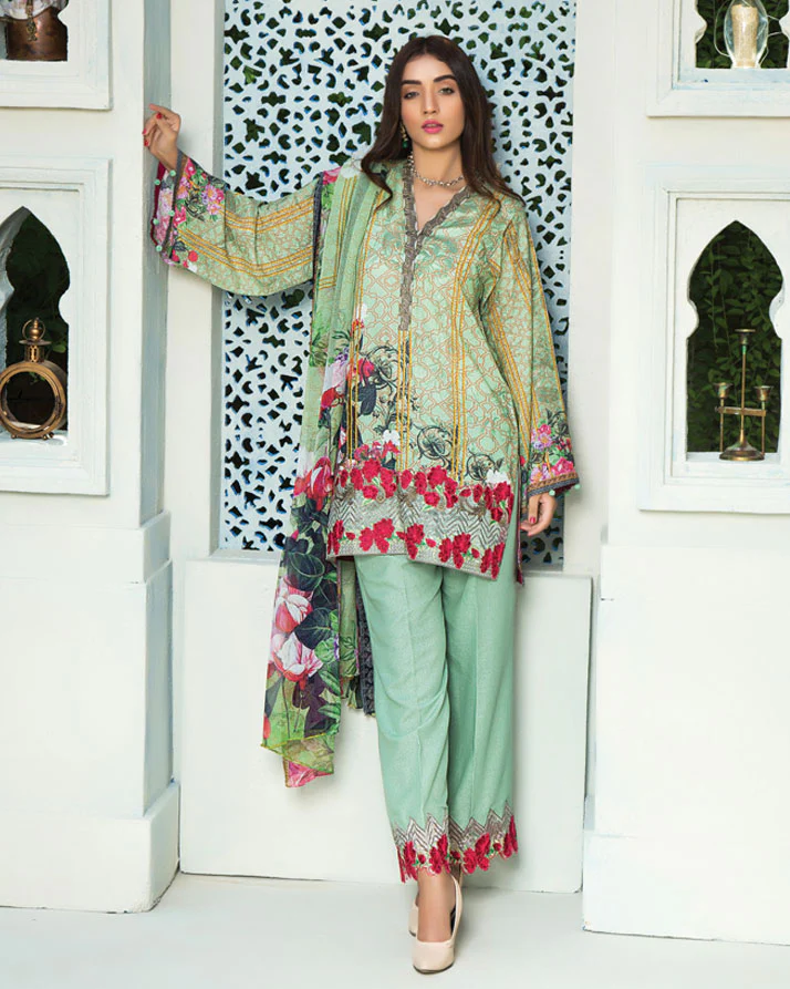 AQUA GREEN (DIGITAL PRINTED KARANDI) - Image 2