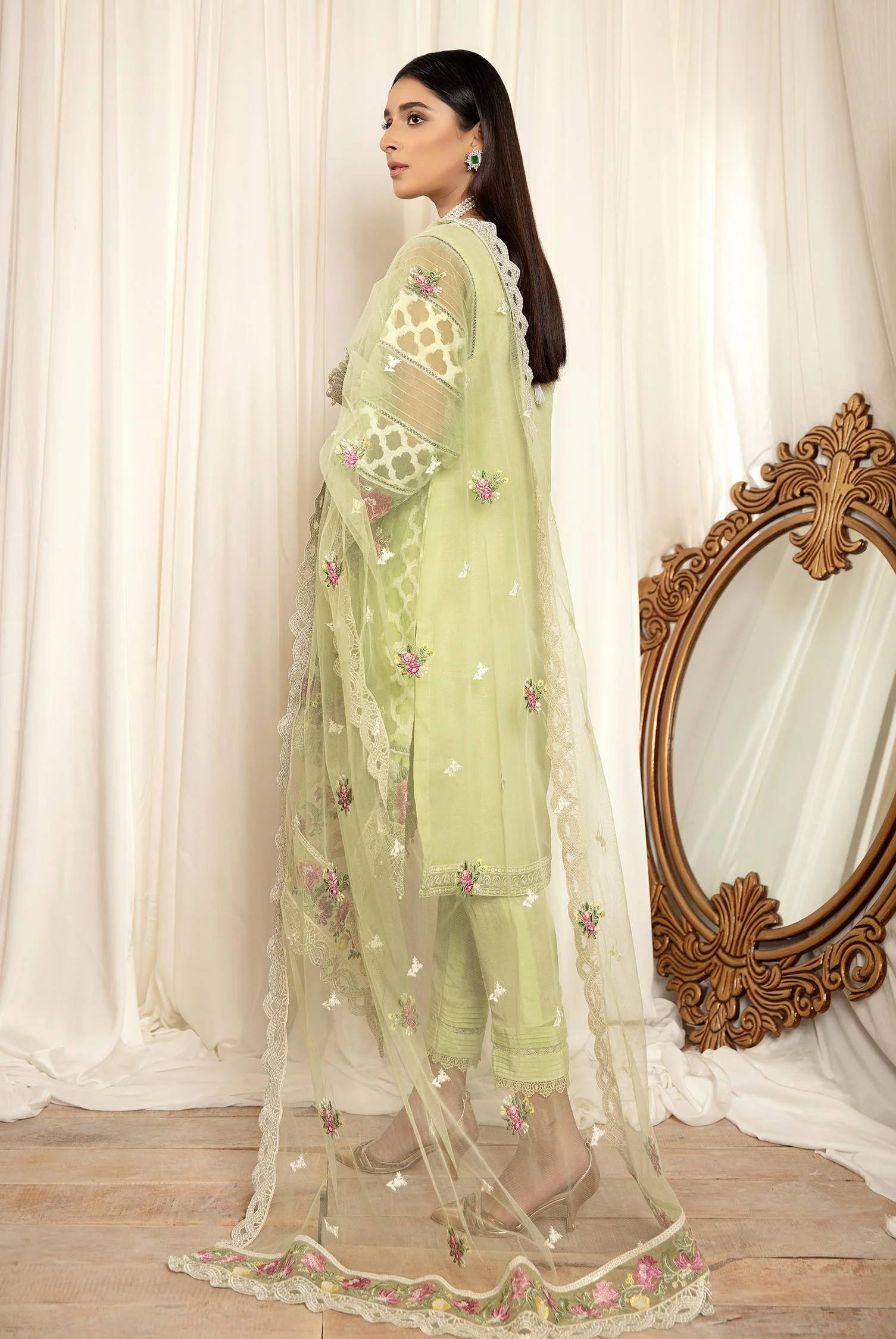 Pearl - Stitched Embroidered Organza 3PC - Image 2