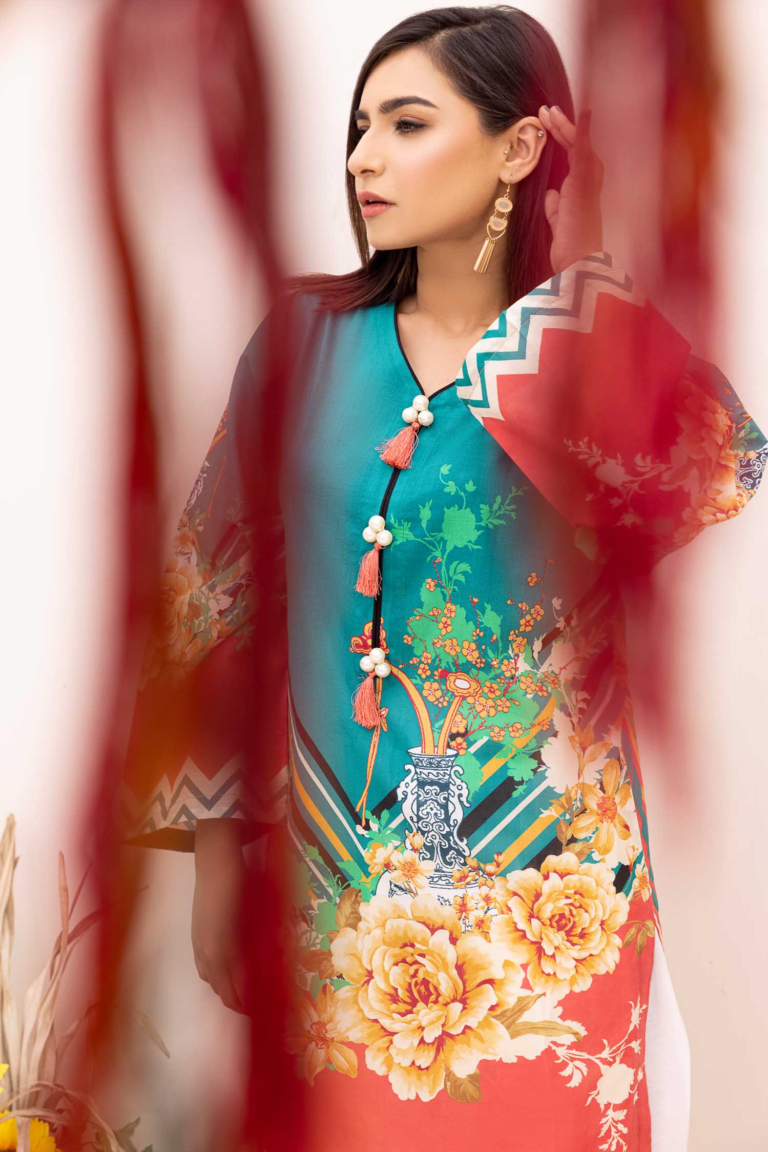 Aquis - Digital Printed Stitched Lawn Kurti - Image 3