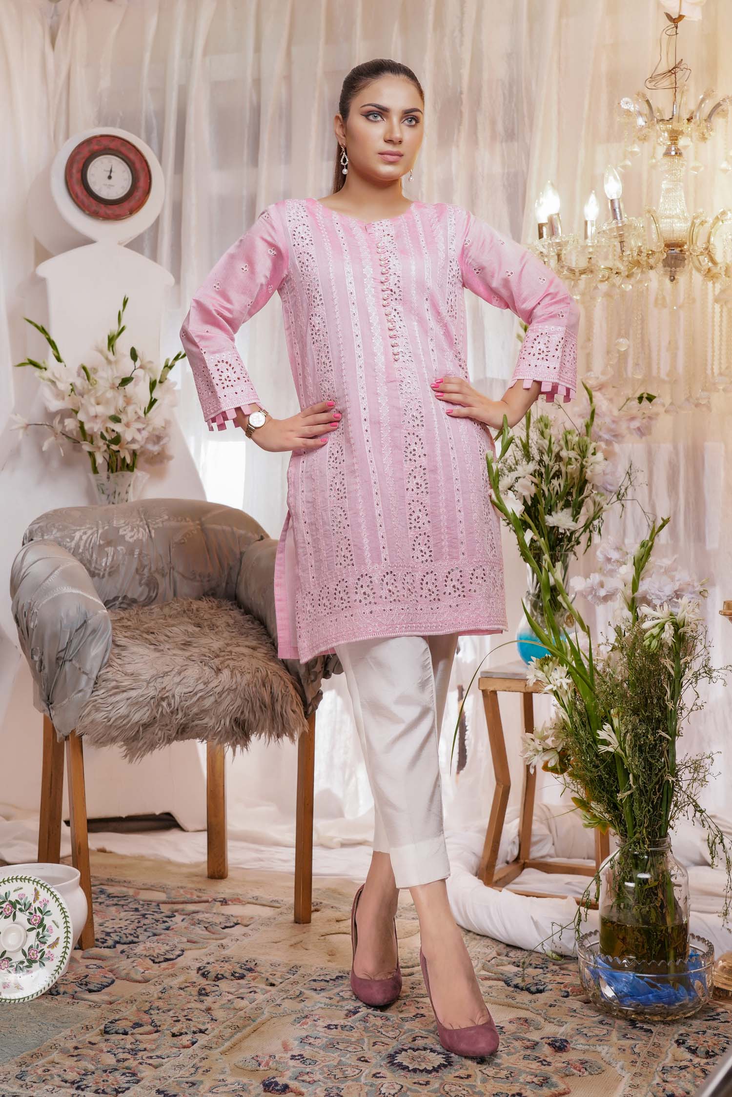 Artillery - Embroidered Paper Silk Stitch Kurti - Image 3