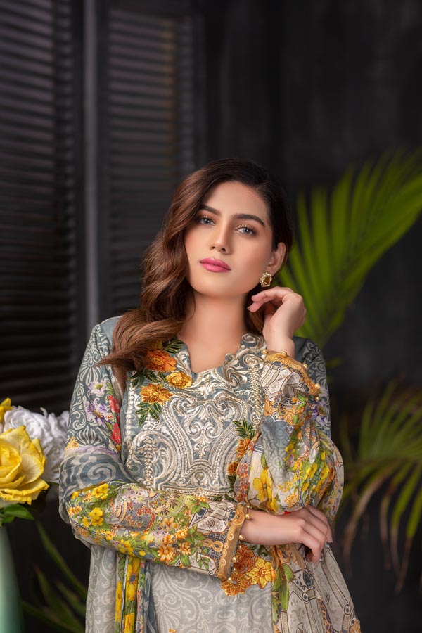 ASH – DIGITAL EMBROIDERED LAWN (UNSTITCH) - Image 3