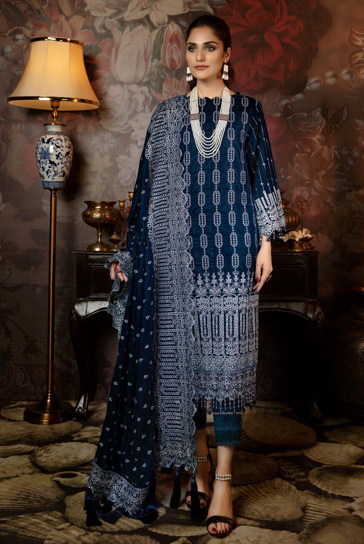 Aster Blaze - Embroidered Velvet 3 Piece unstitch