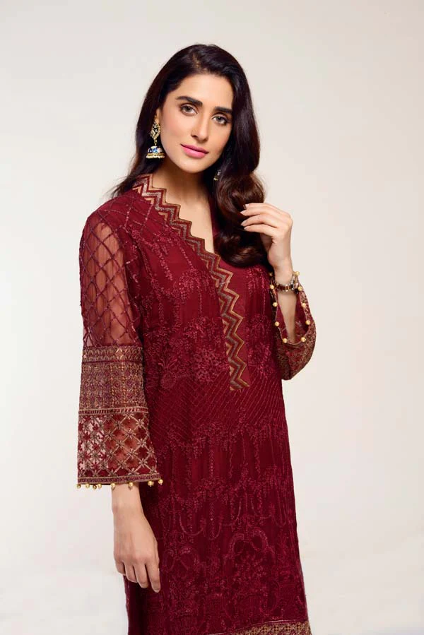AUBURN – EMBROIDERED CHIFFON 2 PIECE (UNSTITCH) - Image 3