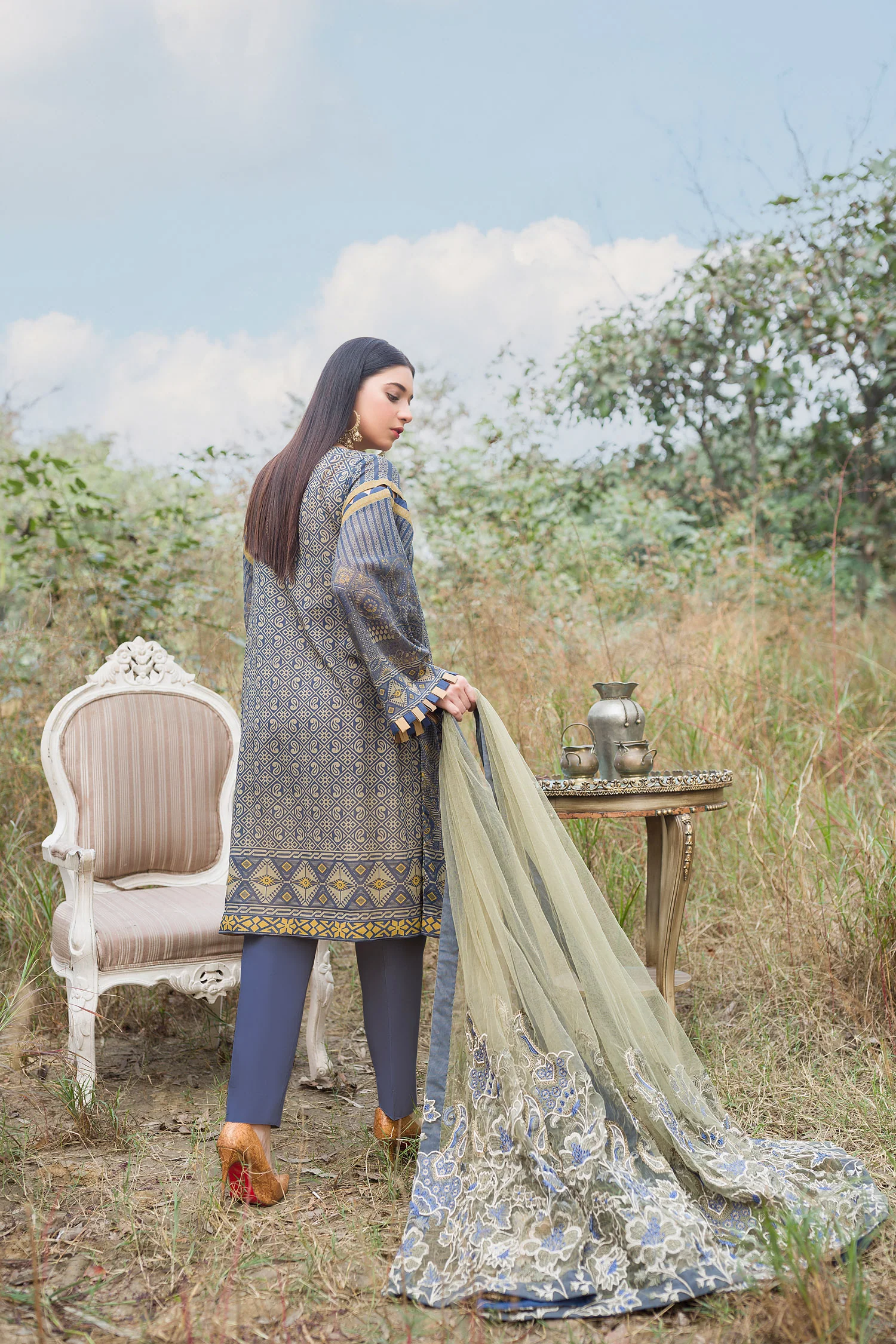 Aurin - Digital Embroidered Swiss Voil 3PC - Image 2