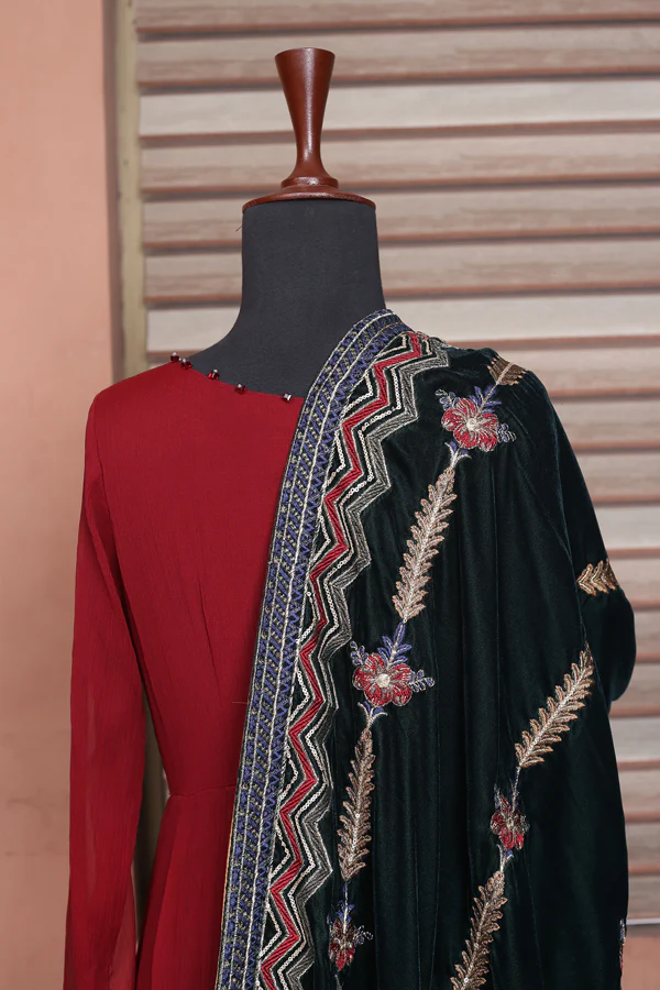 Aztec - Embroidered Velvet Shawl - Image 2