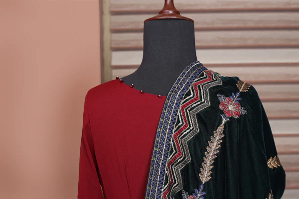 Aztec - Embroidered Velvet Shawl - Image 3