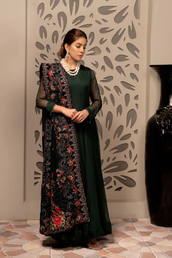 Azure - Embroidered Velvet Shawl - Image 2