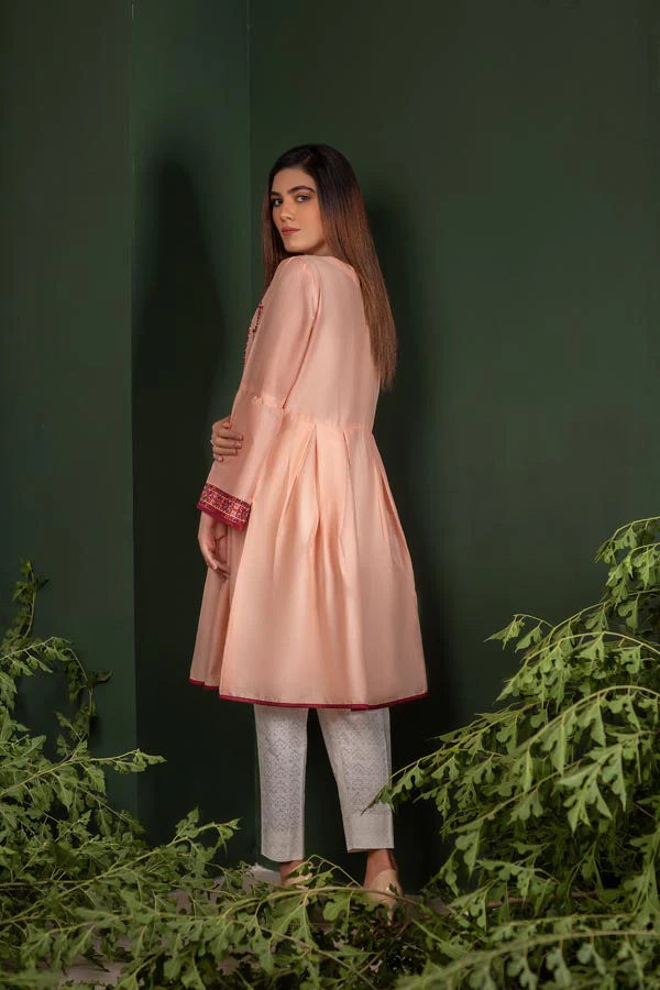 Baby Pink - Embroidered Lawn Stitch Shirt - Image 2