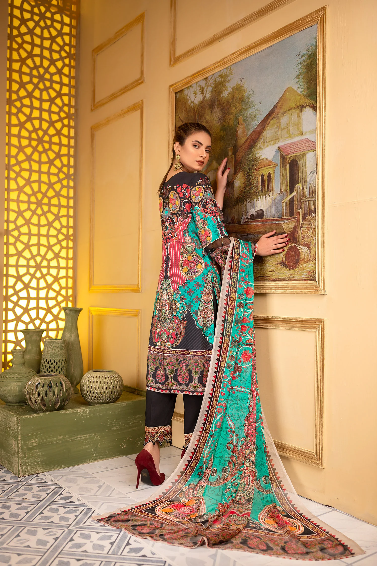 Balsamic - Digital Printed and Embroidered Suvic Lawn 3PC - Image 2