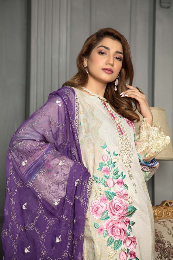 BANEBERRY - Digital Printed and Embroidered Lawn - Image 3