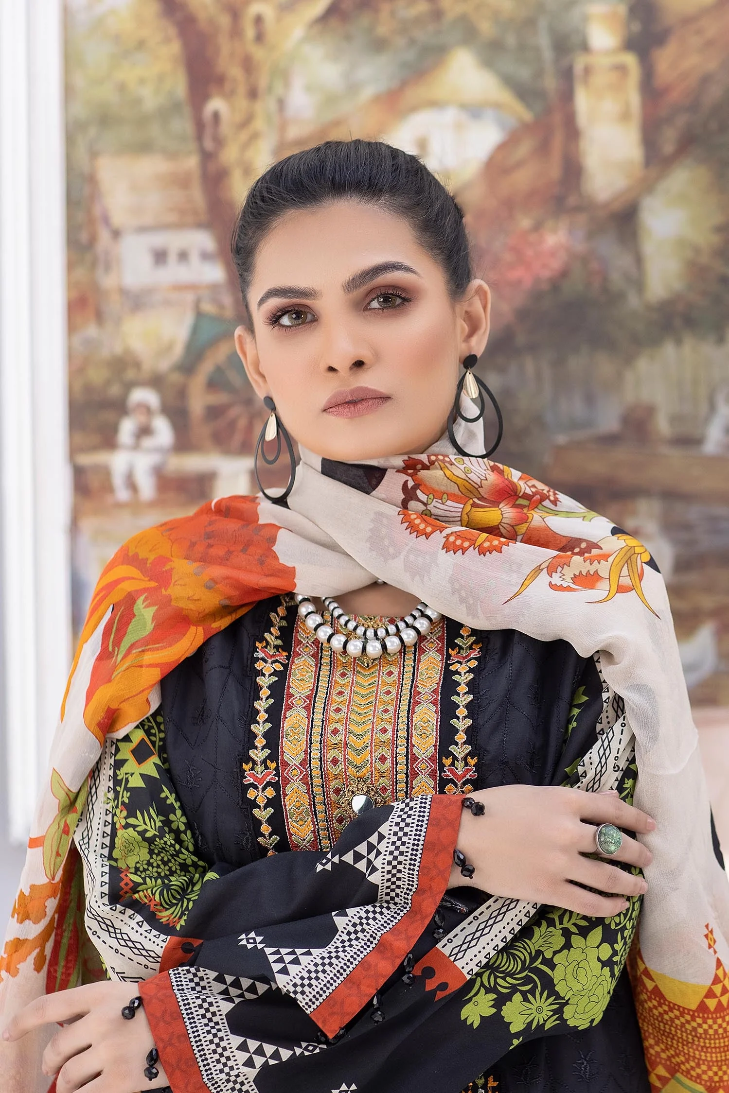 Batlic Flowers - Embroidered Chikankari & Printed Lawn - Image 3