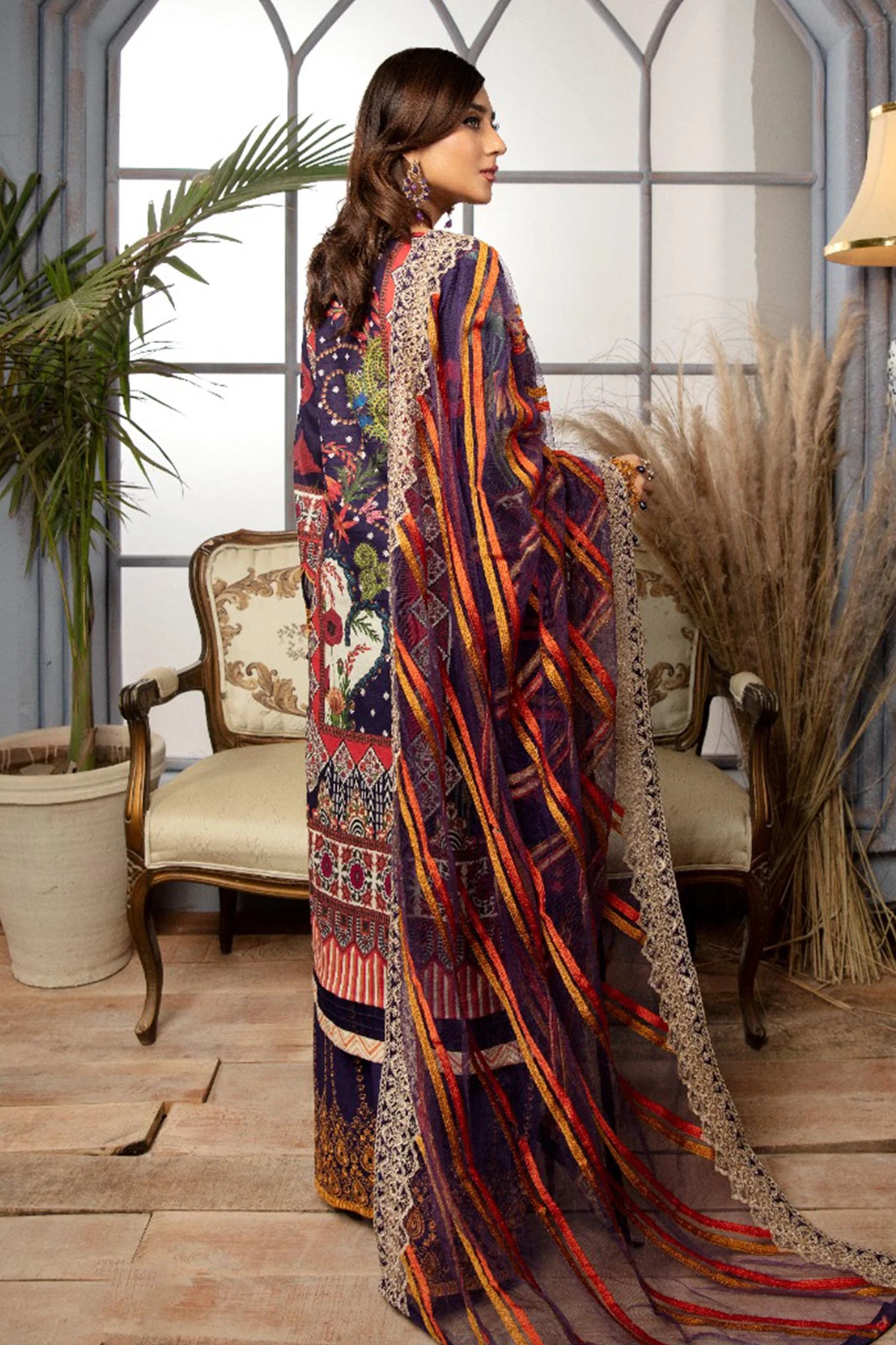 Bazel Glow - Digital Printed & Schiffli Embroidered Lawn 3PC - Image 2
