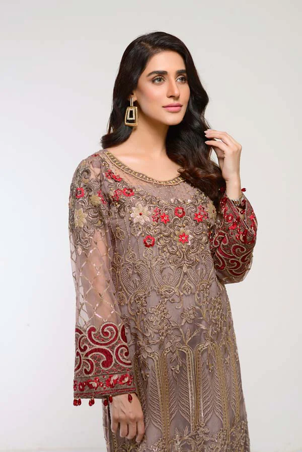 BEAVER – EMBROIDERED NET 2 PIECE (UNSTITCH) - Image 4