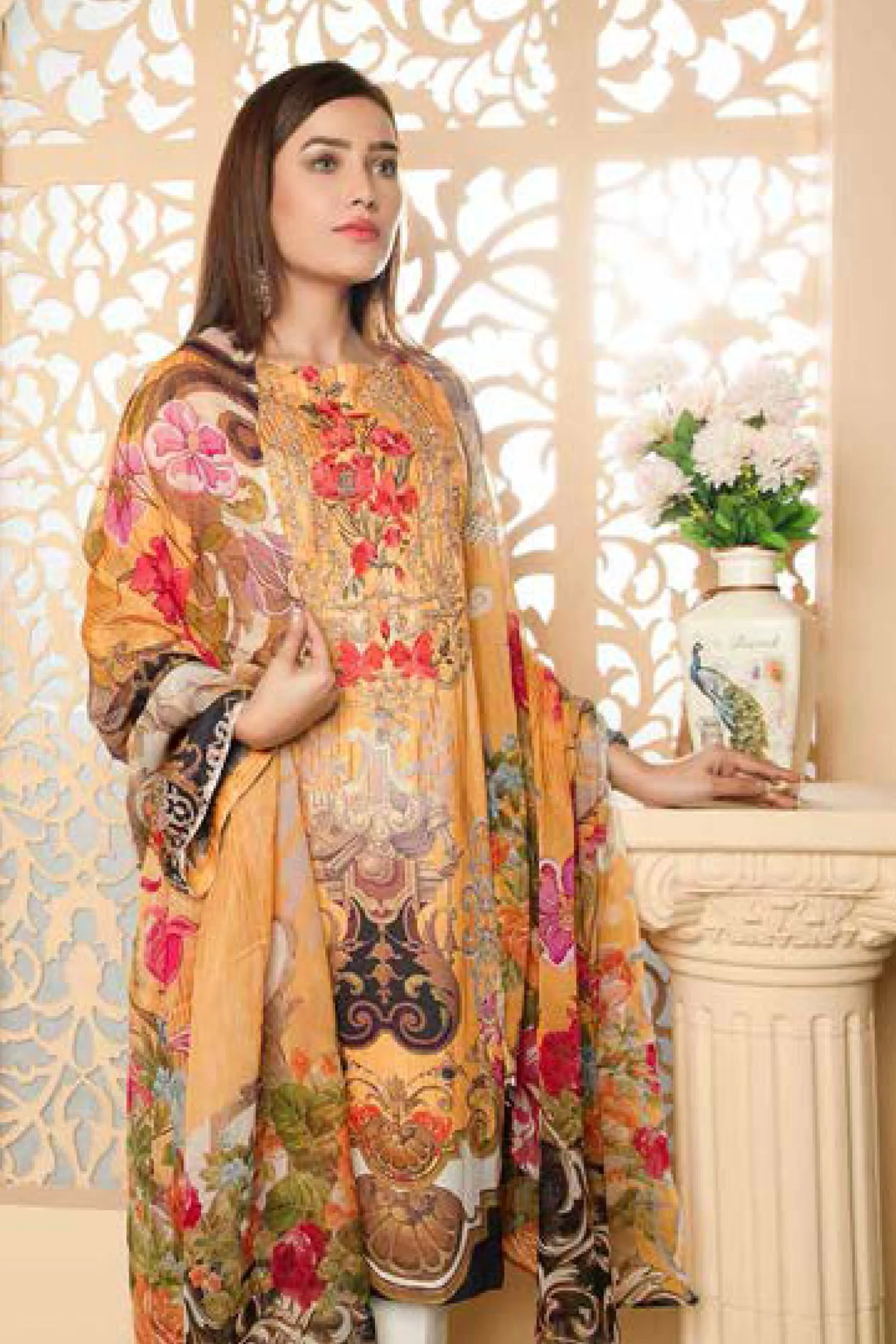 Beelim - Digital Printed and Embroidered Linen 3PC - Image 3