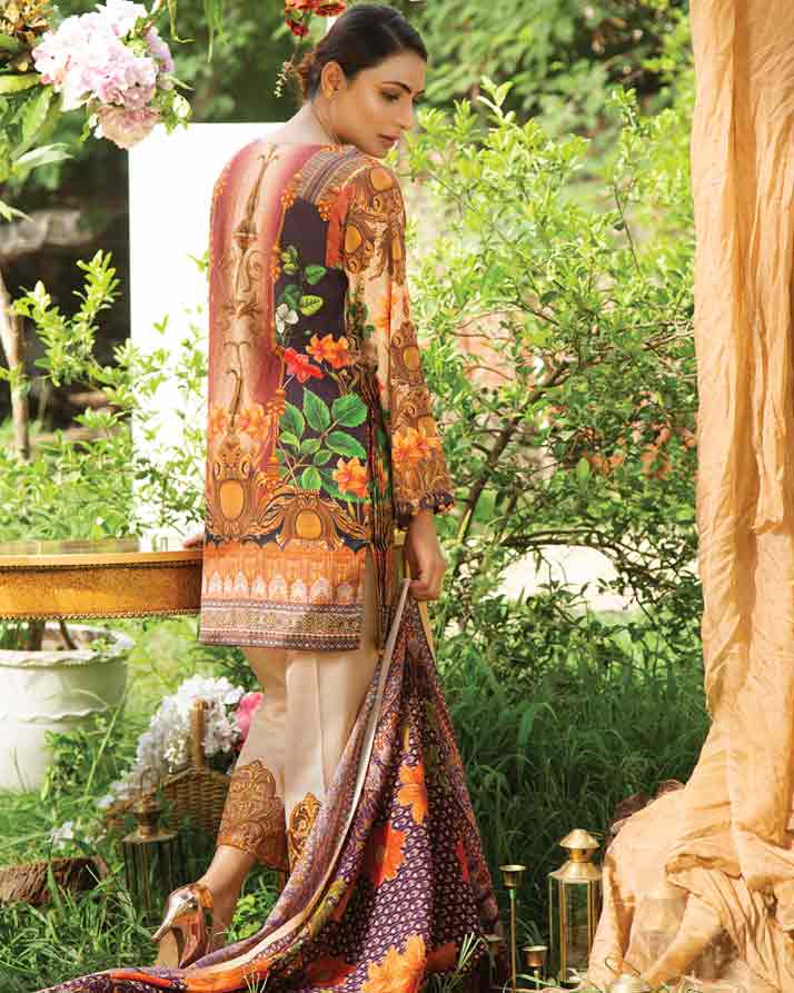 BEIGE BROWN- DIGITAL PRINTED & EMBROIDERED KHADDAR - Image 3