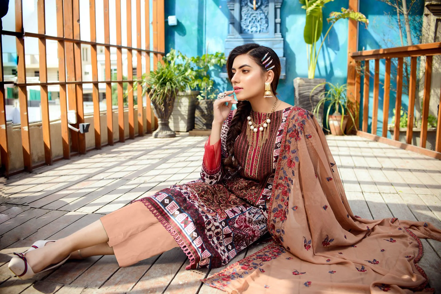 Beige - Printed and Embroidered Lawn 3PC - Image 4