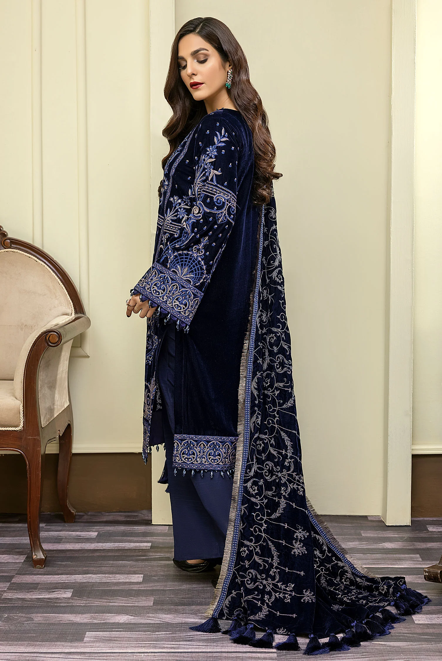 Berry Spray - Embroidered Velvet 3PC - Image 2