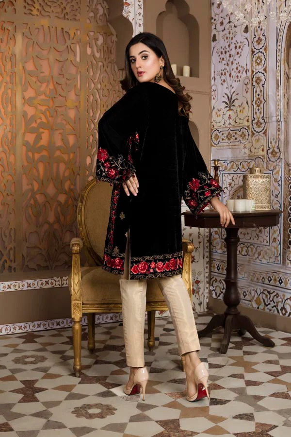 Black 02 -  Embroidered Velvet Un Stitched (2 Piece) - Image 4