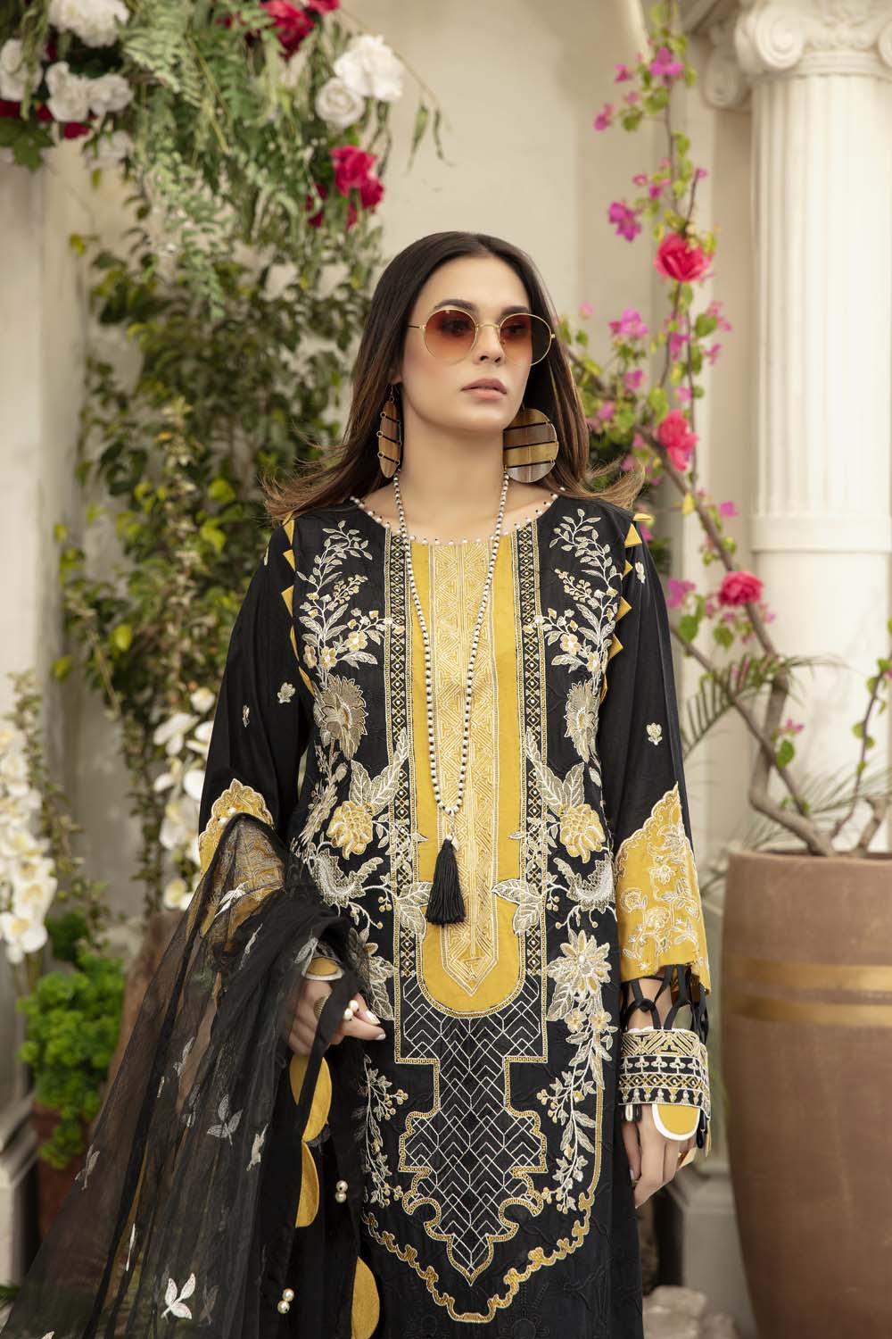 Black Bean - Schiffli Embroidered Lawn (3PC) - Image 3