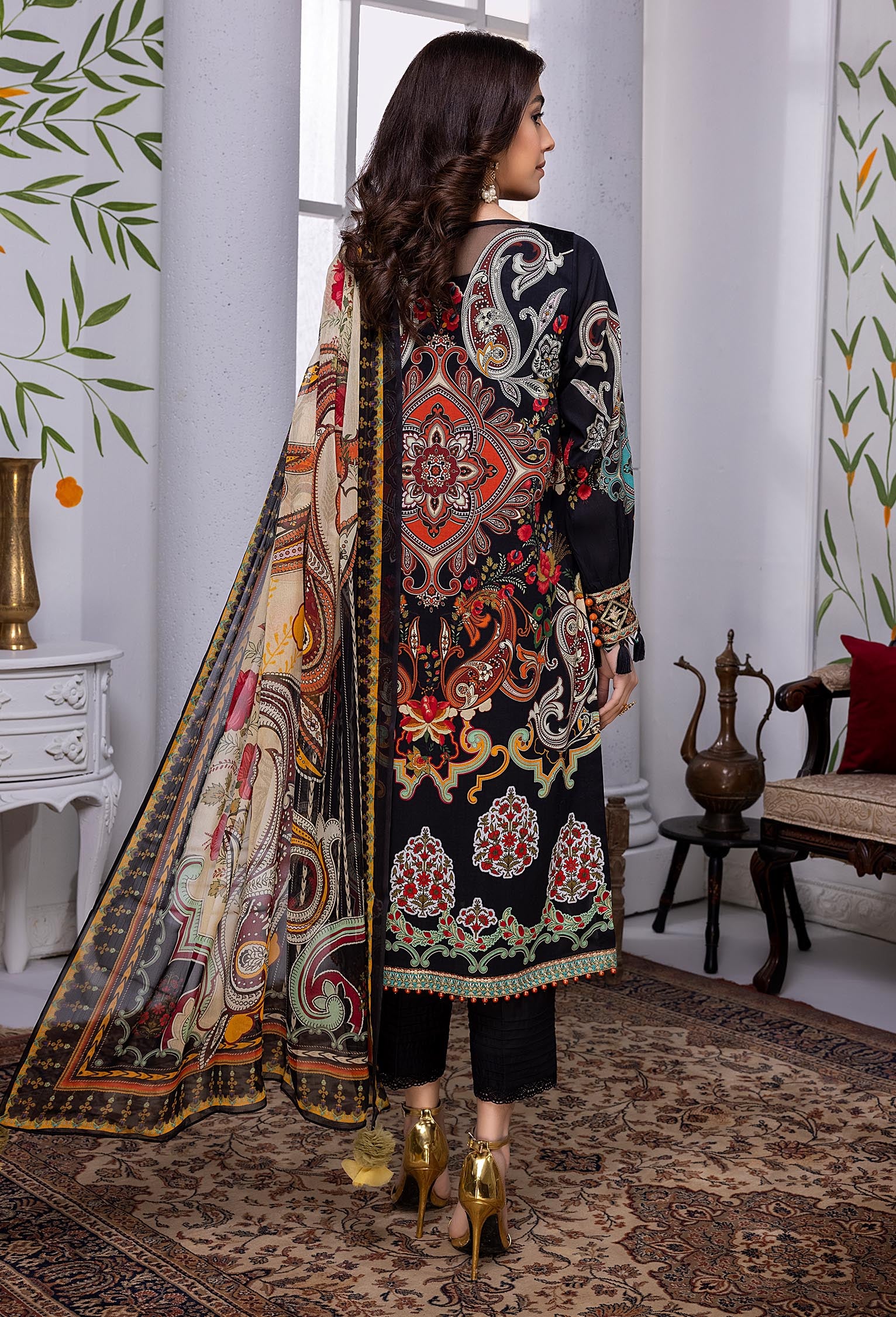 Black Cloud - Embroidered Chikankari Lawn 3PC - Image 2
