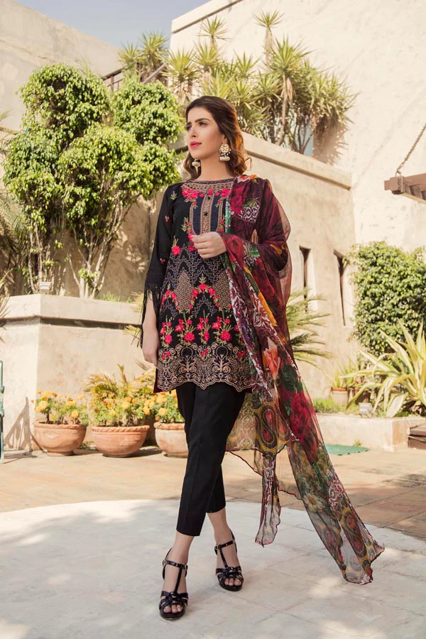 Black - Embroidered Lawn Collection UN-Stitched (3 Piece) - Image 2
