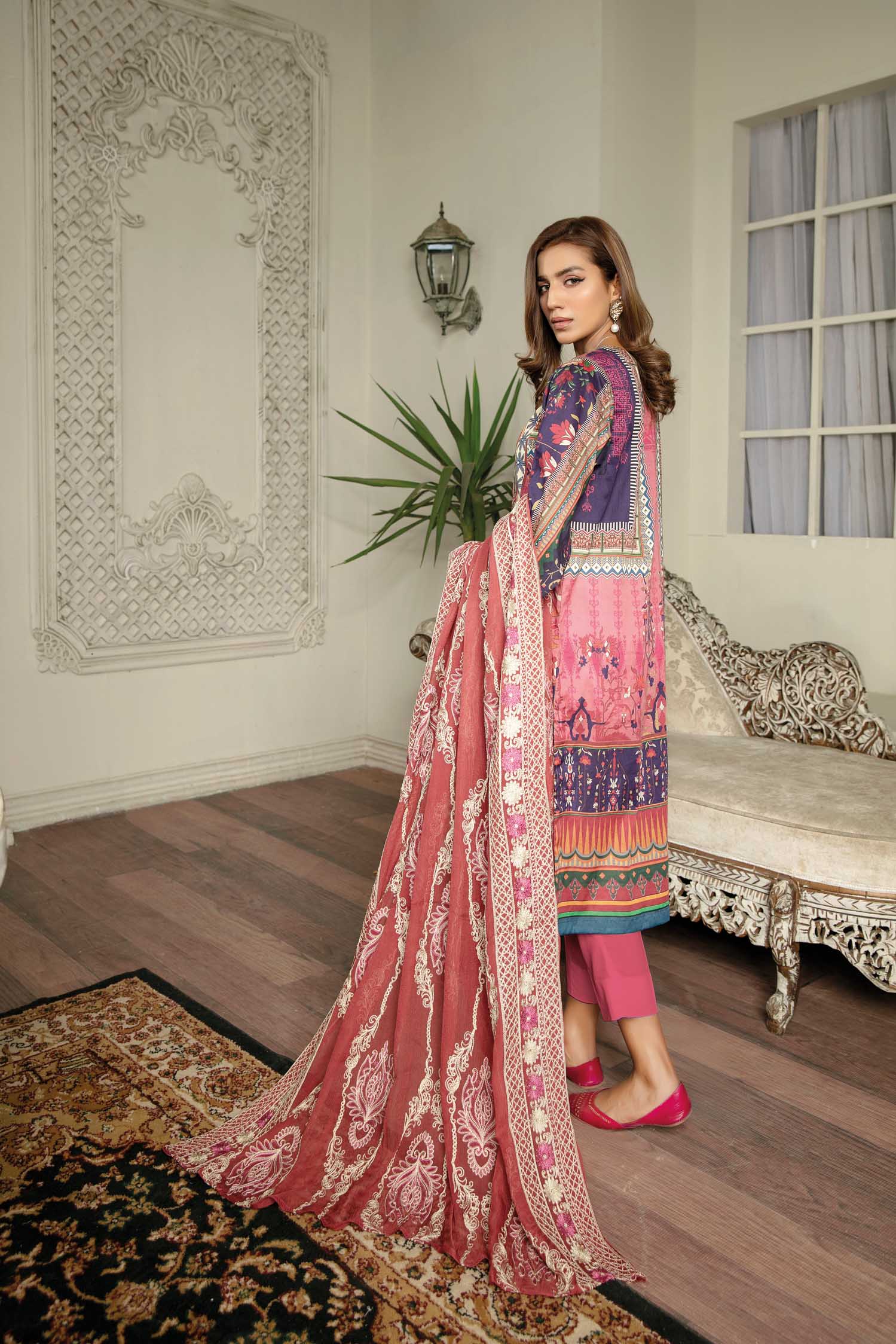 Bliss Rose - Digital Printed & Embroidered Lawn 3 piece - Image 2