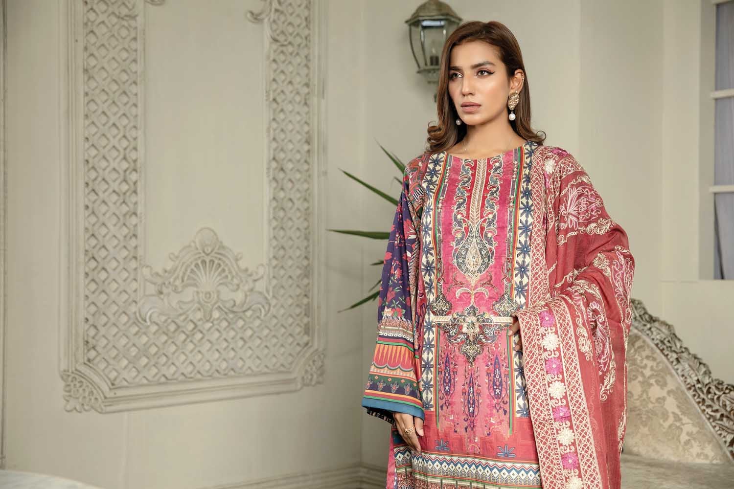Bliss Rose - Digital Printed & Embroidered Lawn 3 piece - Image 4