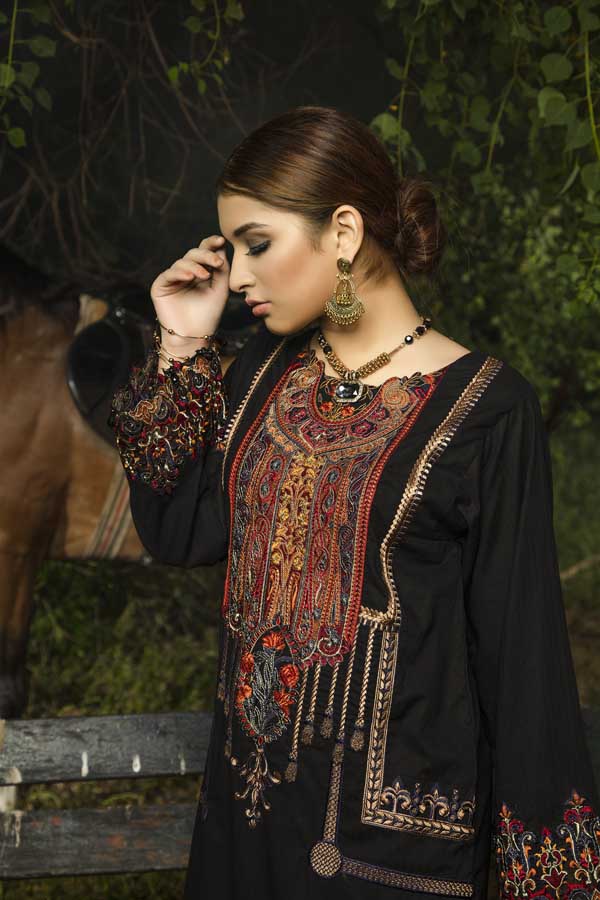 Blond Black - Embroidered Unstiched Lawn Kurti