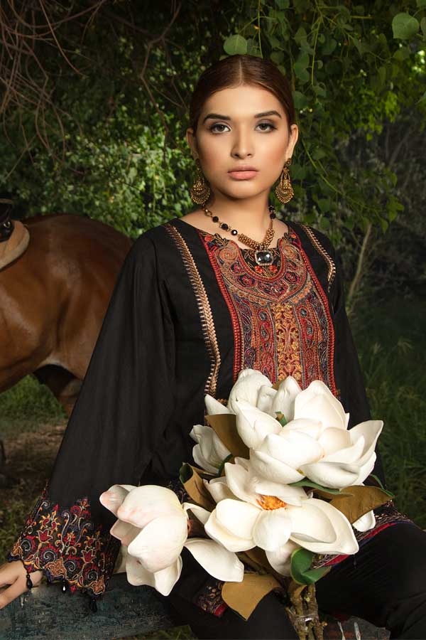 Blond Black - Embroidered Unstiched Lawn Kurti - Image 4