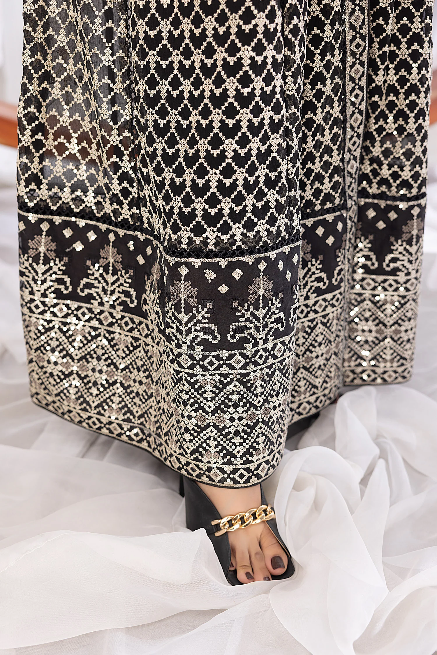 Bloom Stars - Embroidered Chiffon Gown Pret 3PC - Image 4