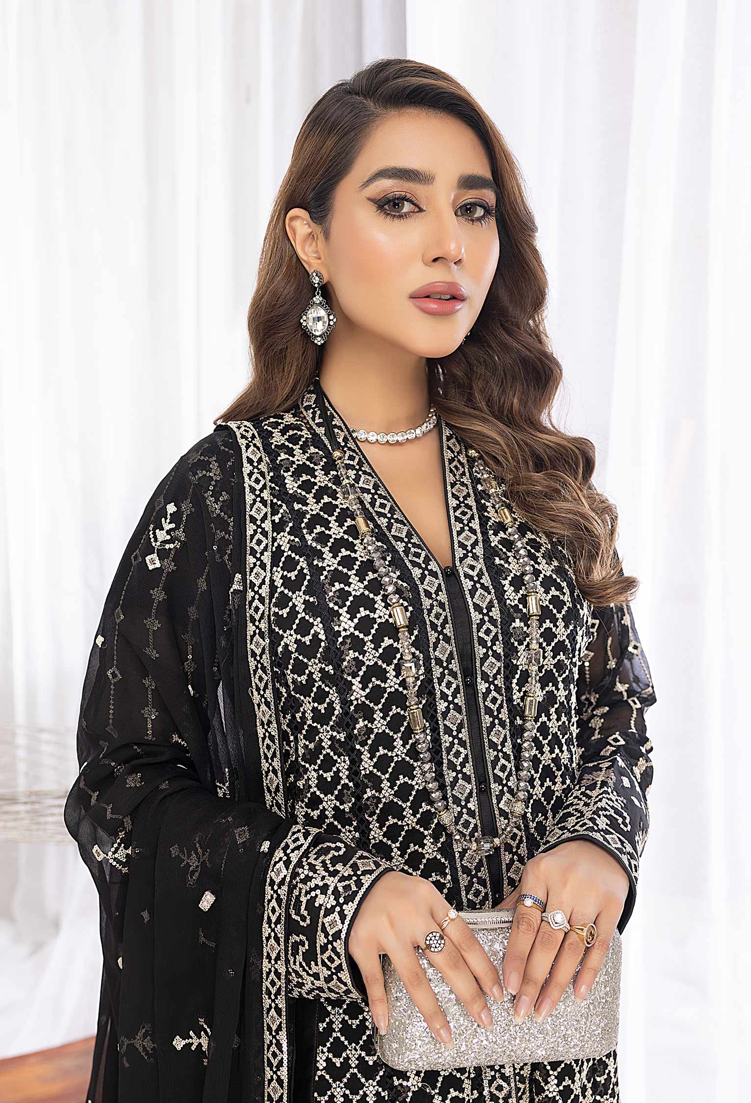 Bloom Stars - Embroidered Chiffon Gown Pret 3PC - Image 6