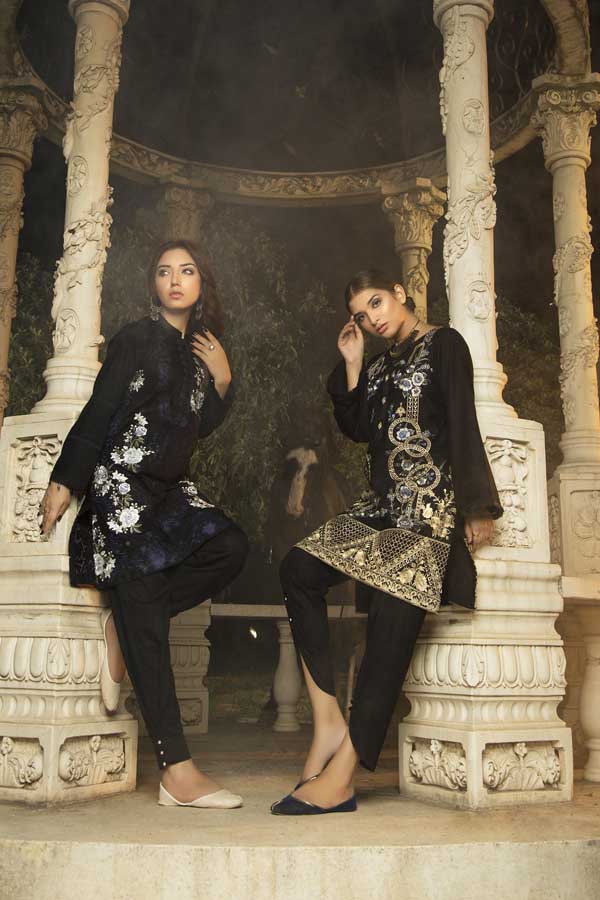 Blue Coat - Premium Embroidered Jacquard Unstiched Lawn Kurti - Image 2